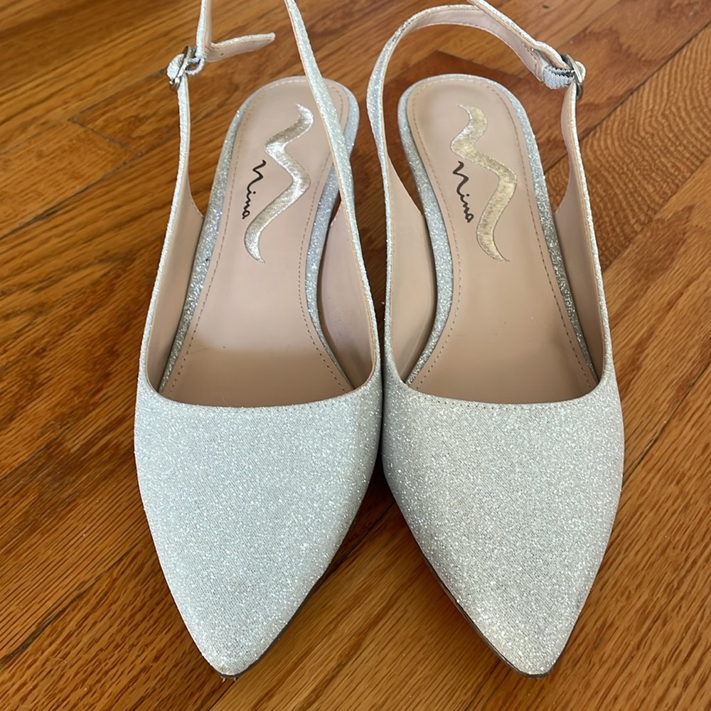 Nina Silver Glitter Slingback